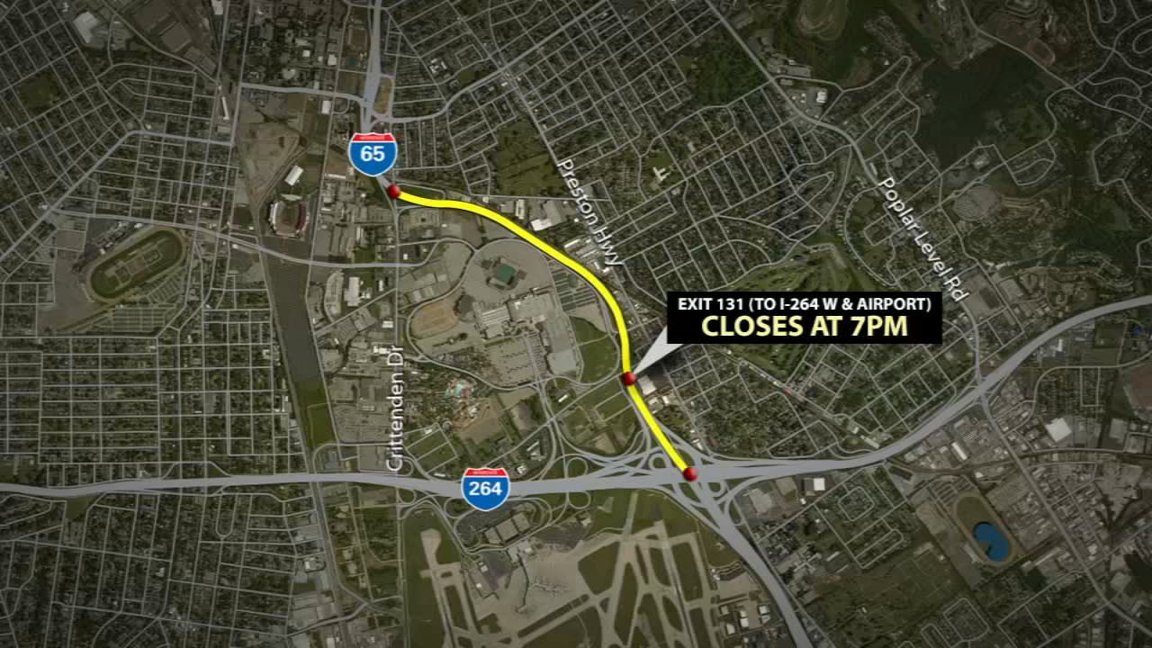 Detours expected as I-65 southbound closes Friday night in Louisville